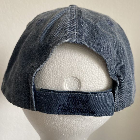 FLYING FISHERMAN Ball Cap Denim Blue Cotton Embroidered MARLIN Adjustable Hat - Picture 3 of 11